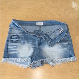 Ariya Blue Jean Shorts with Distressed Hem